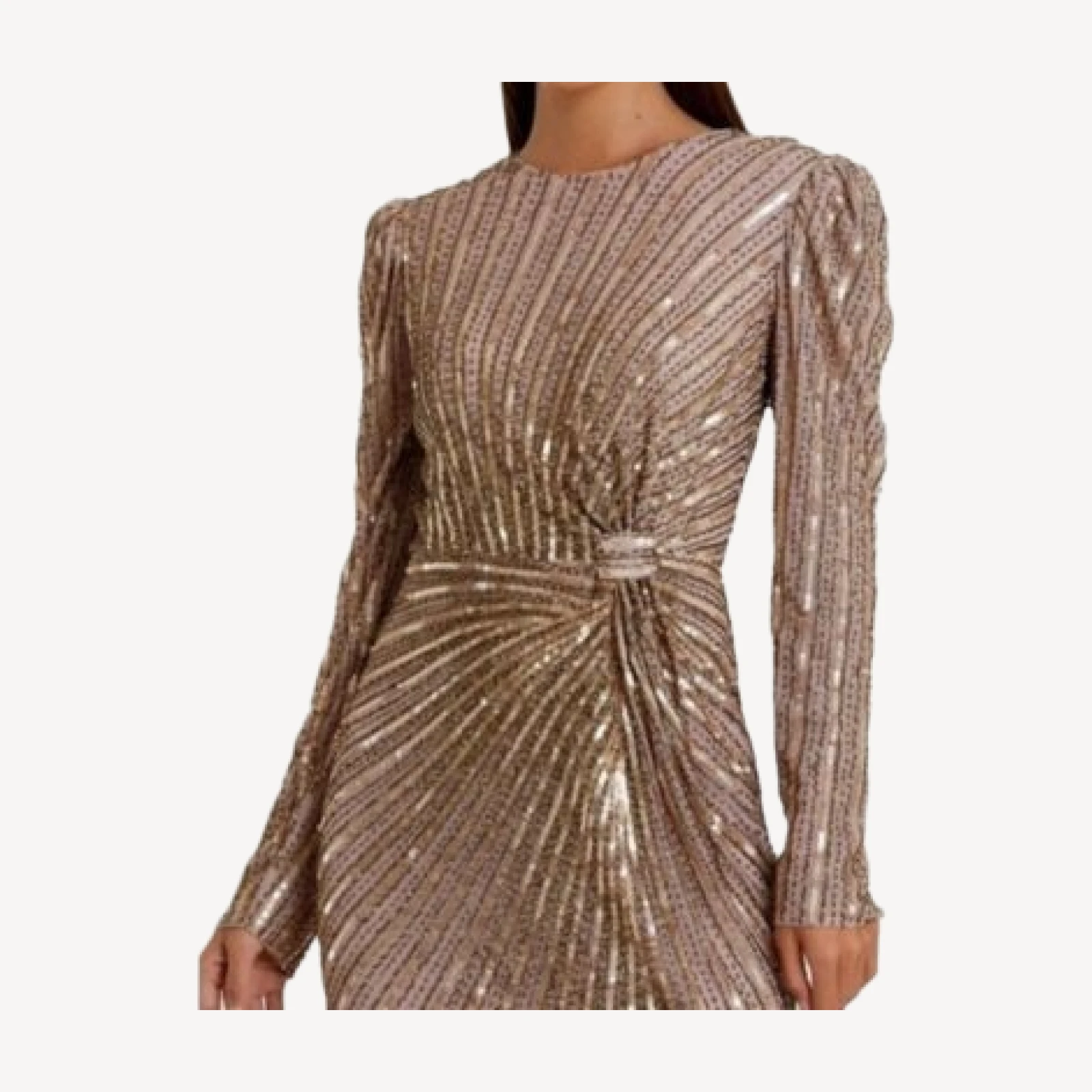 Mac Duggal Embellished Puff Sleeve Side Knot Gown