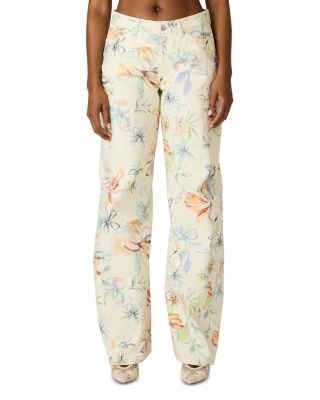 Steve Madden Rori Floral Barrel Leg Jeans in Vintage Ivory