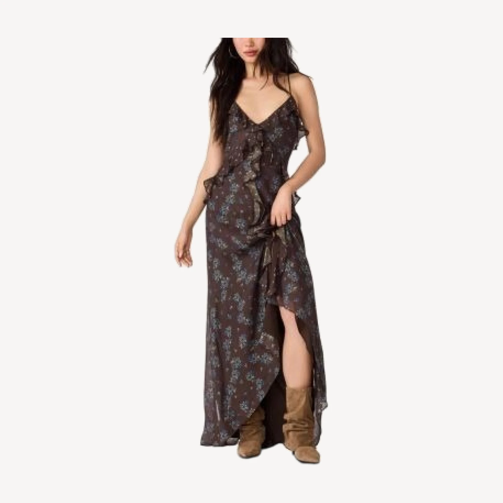 Steve Madden Roselyn Printed Ruffle Maxi Dress
