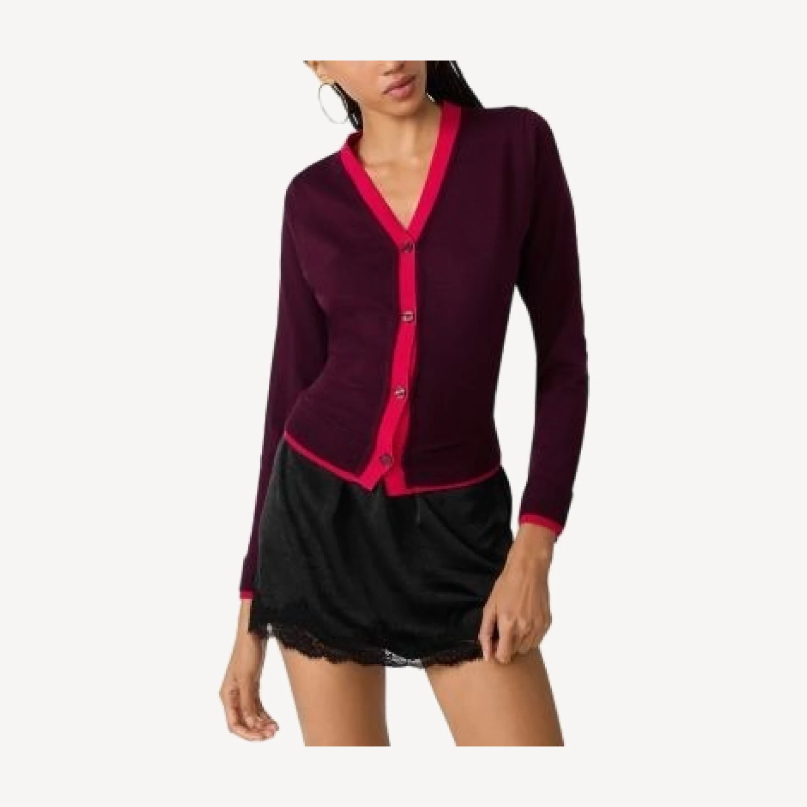 Steve Madden Arwen Contrast Trim Cardigan