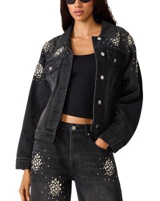 Steve Madden Clarke Cotton Blend Embellished Jacket