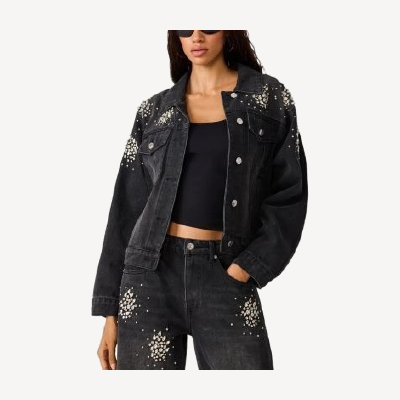 Steve Madden Clarke Cotton Blend Embellished Jacket