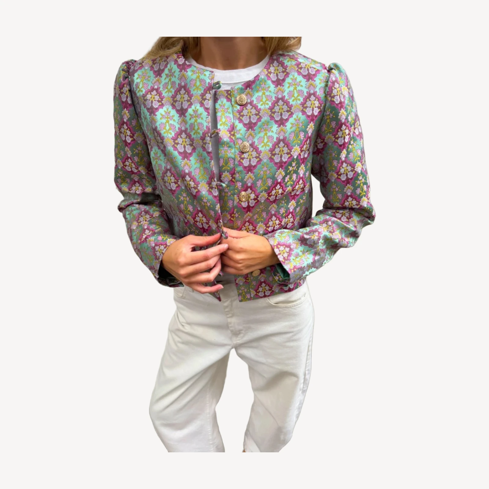 The Doyers Jacket - Baroque Diamond Block Berry/Green