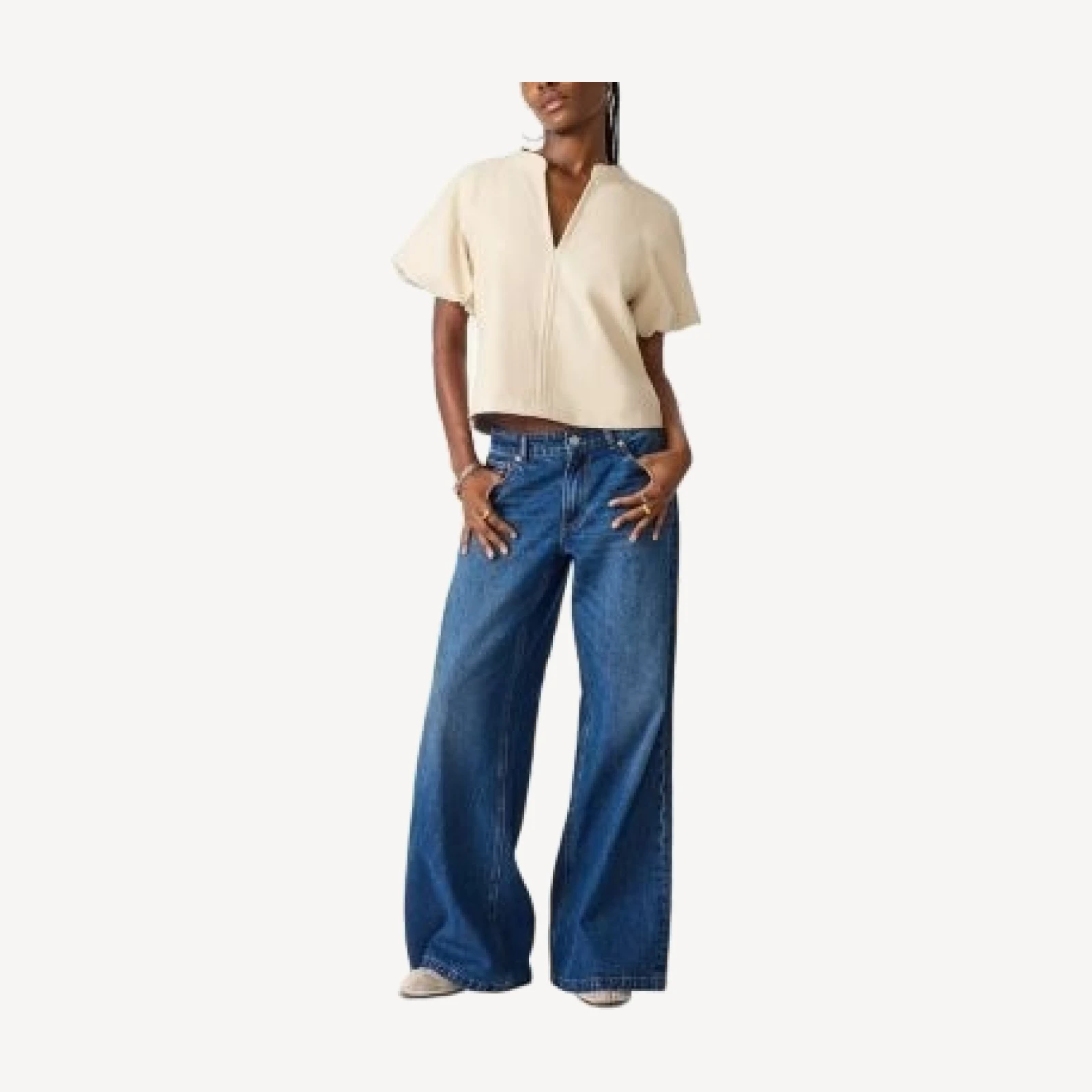 Steve Madden Cecila Faux Leather Puffed Sleeve Top