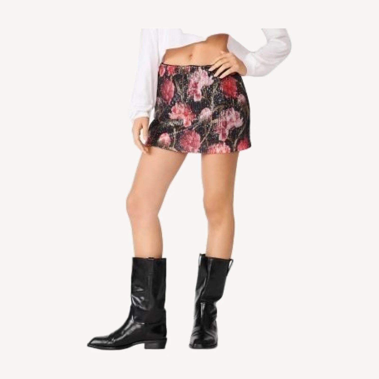 Steve Madden Tiffanie Floral Sequin Mini Skirt