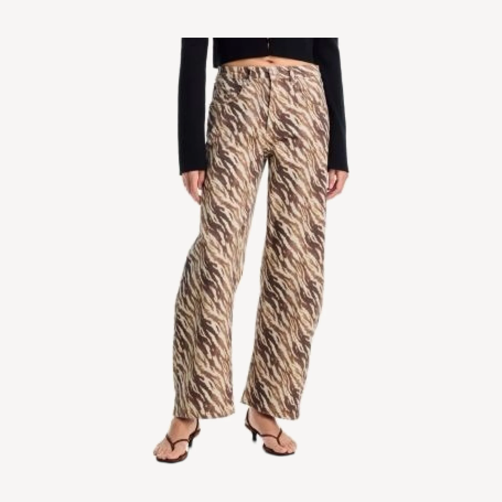 Aqua High Rise Zebra Print Wide Leg Jeans in Chocolate - Exclusive