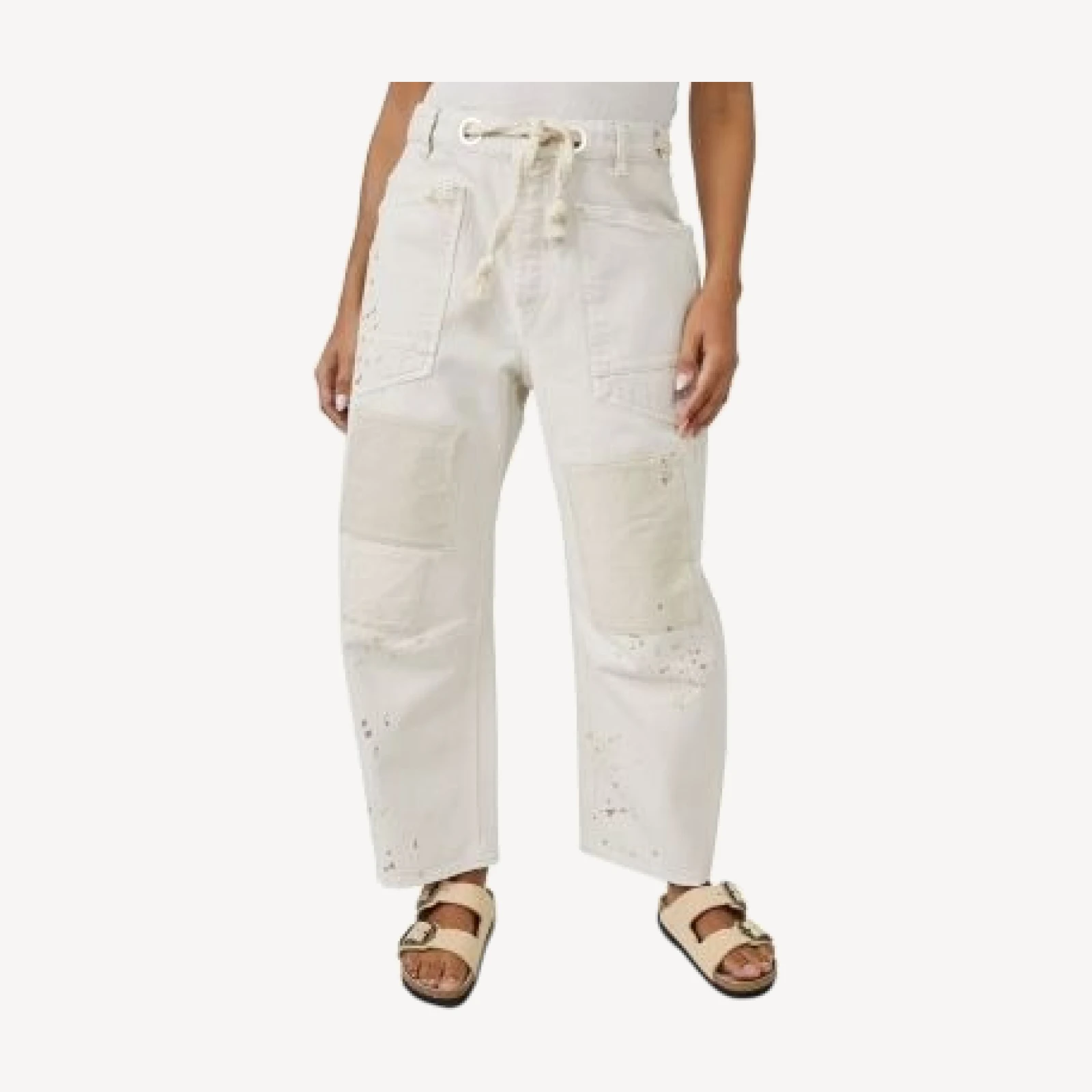 Free People We The Free Moxie Low Slung Pull On Drawstring Barrel Jeans