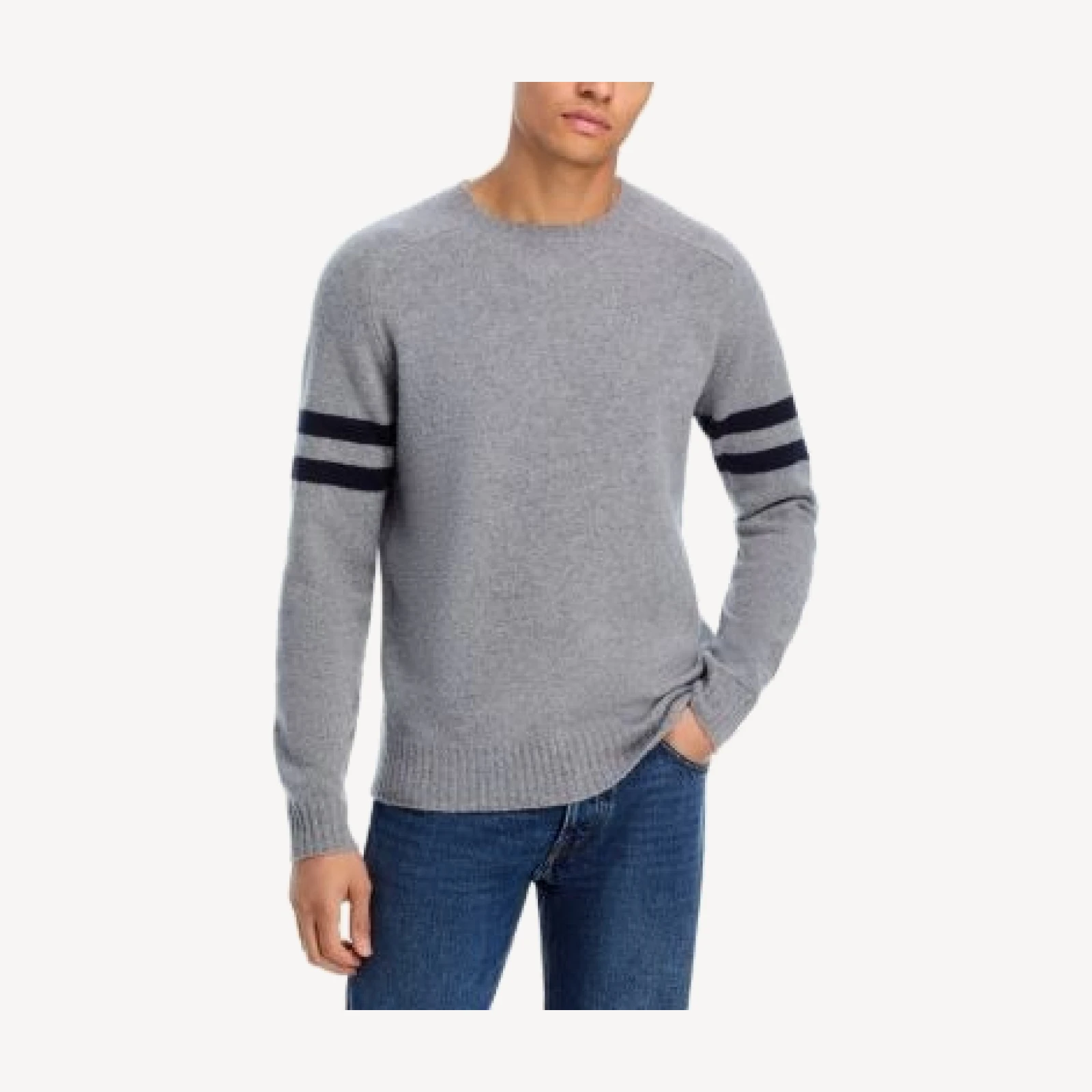 The Men's Store at Bloomingdale's Merino Wool Striped Sleeve Sweater - Exclusive