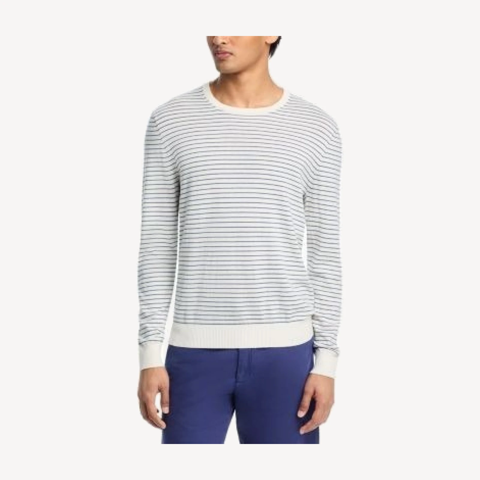 The Men's Store at Bloomingdale's Cotton Cashmere Striped Crewneck Sweater - Exclusive
