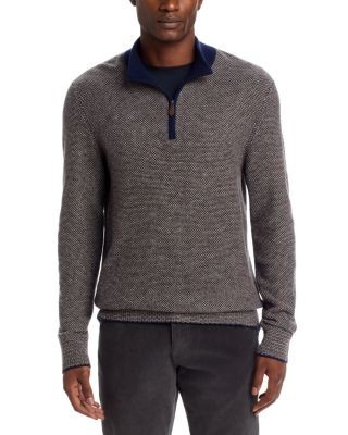 The Men's Store at Bloomingdale's Jacquard Quarter Zip Wool Blend Sweater - Exclusive