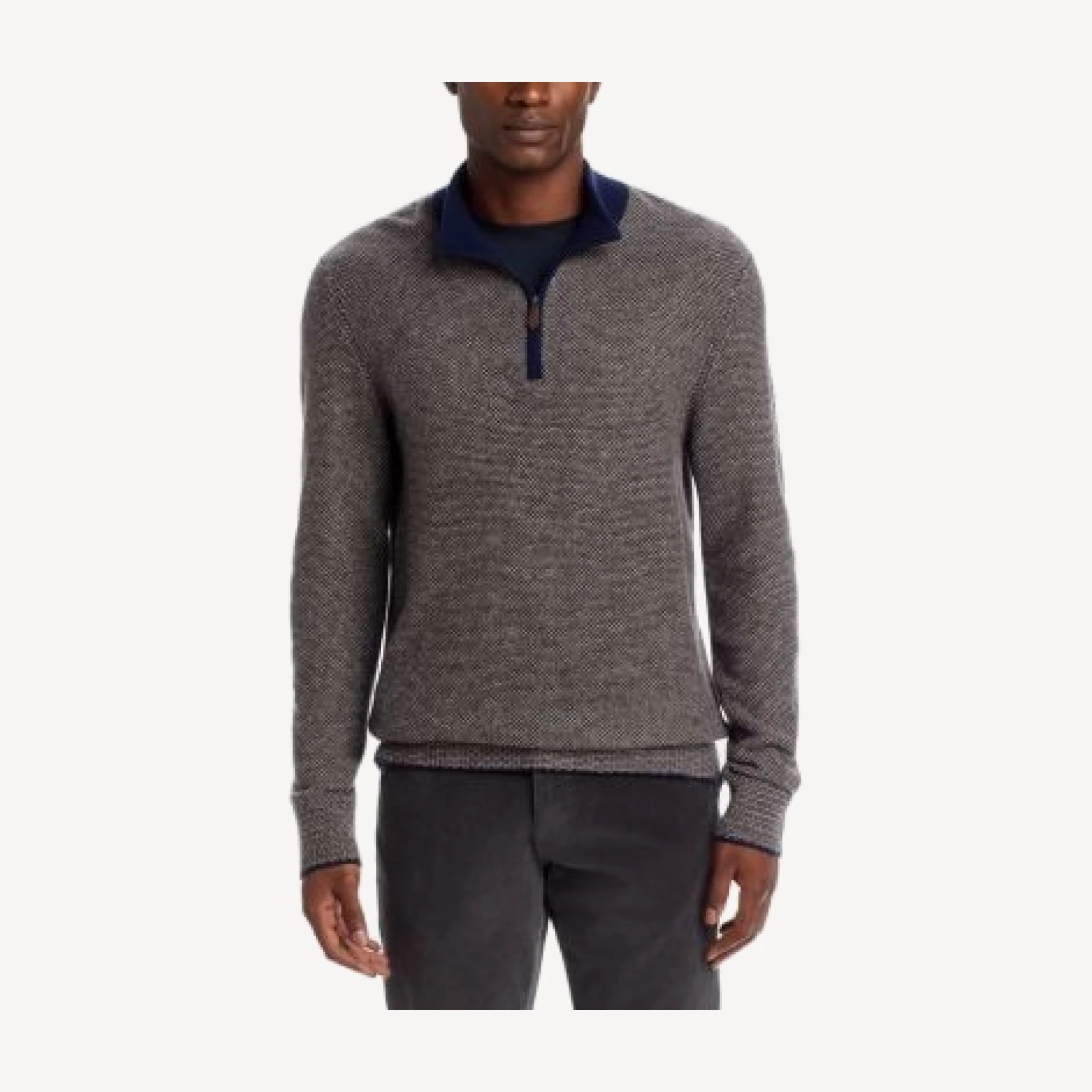 The Men's Store at Bloomingdale's Jacquard Quarter Zip Wool Blend Sweater - Exclusive