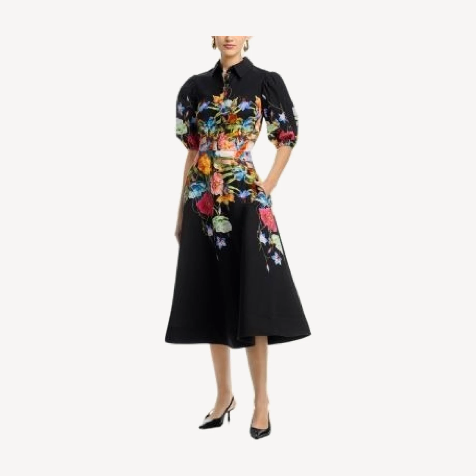 Teri Jon by Rickie Freeman Puff Sleeve Shirtdress