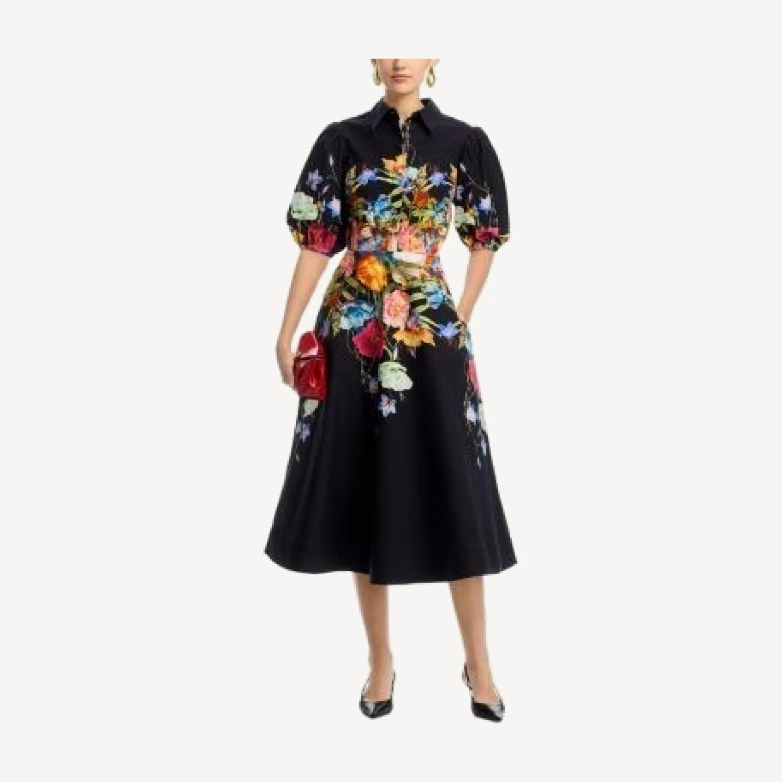 Teri Jon by Rickie Freeman Puff Sleeve Shirtdress