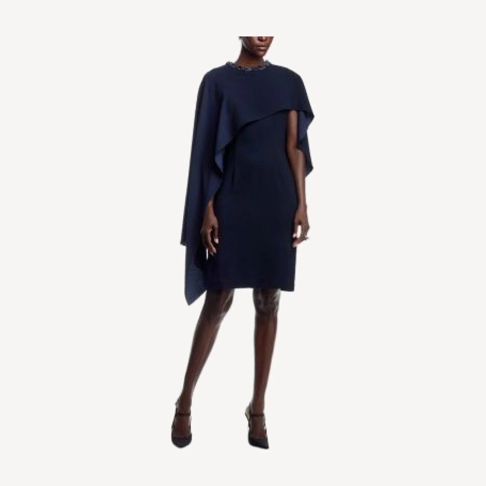 Teri Jon by Rickie Freeman Beaded Neck Cape Dress