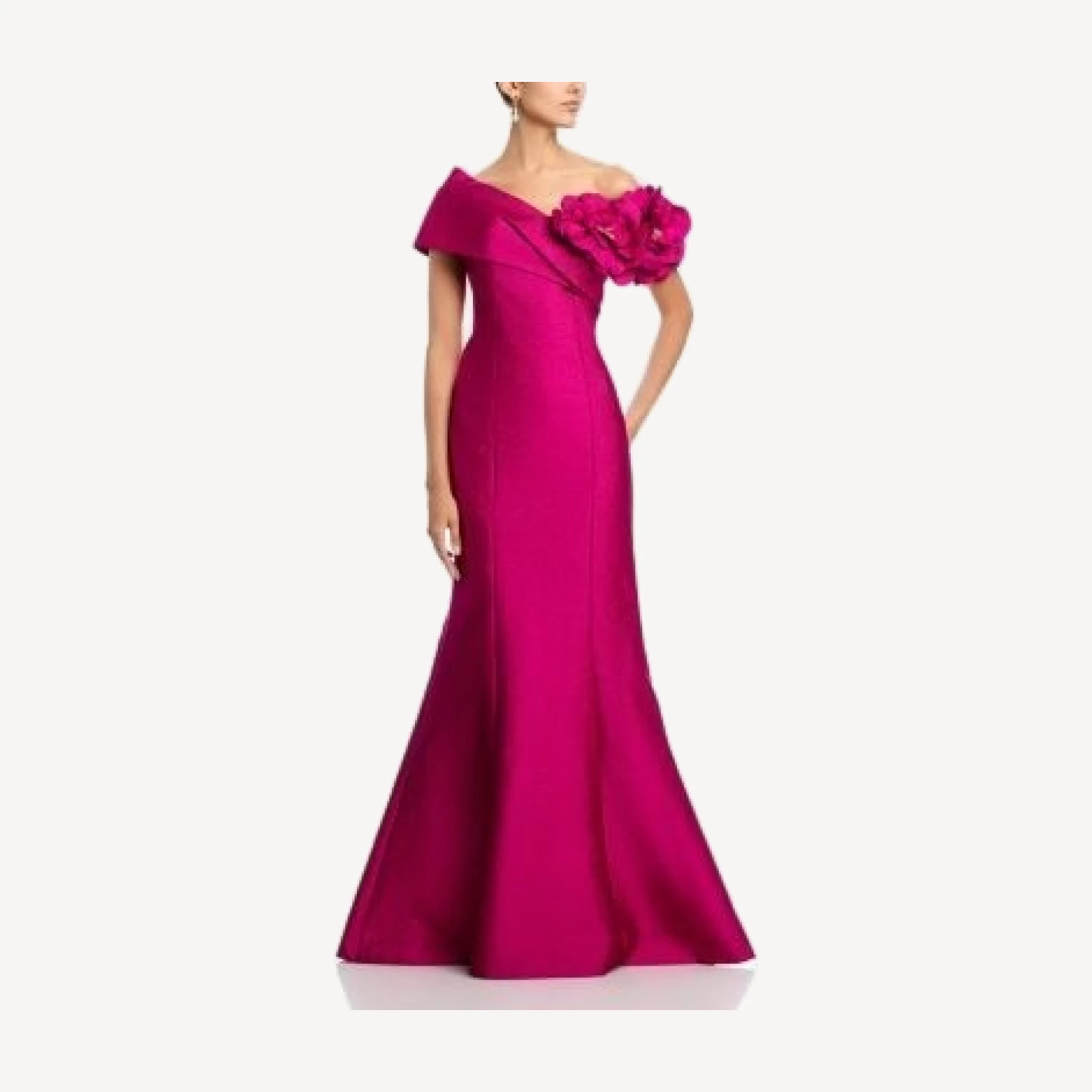 Teri Jon by Rickie Freeman Pebble Jacquard 3D Flower Gown
