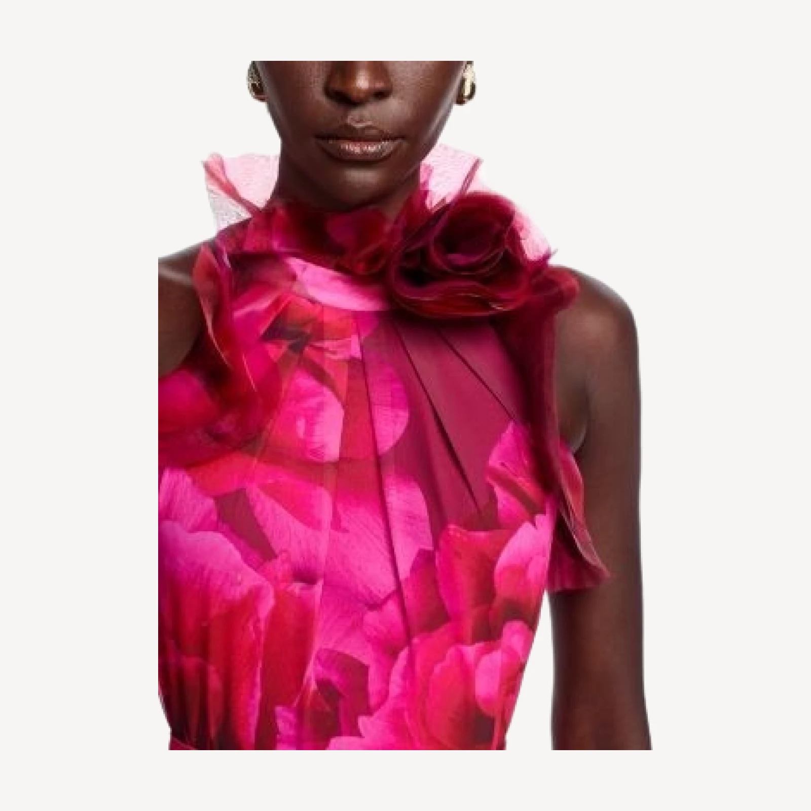 Teri Jon by Rickie Freeman Floral Organza Halter Gown
