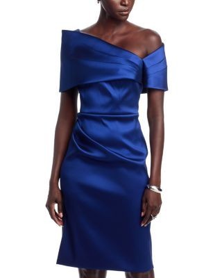 Teri Jon by Rickie Freeman Asymmetric Neck Taffeta Dress