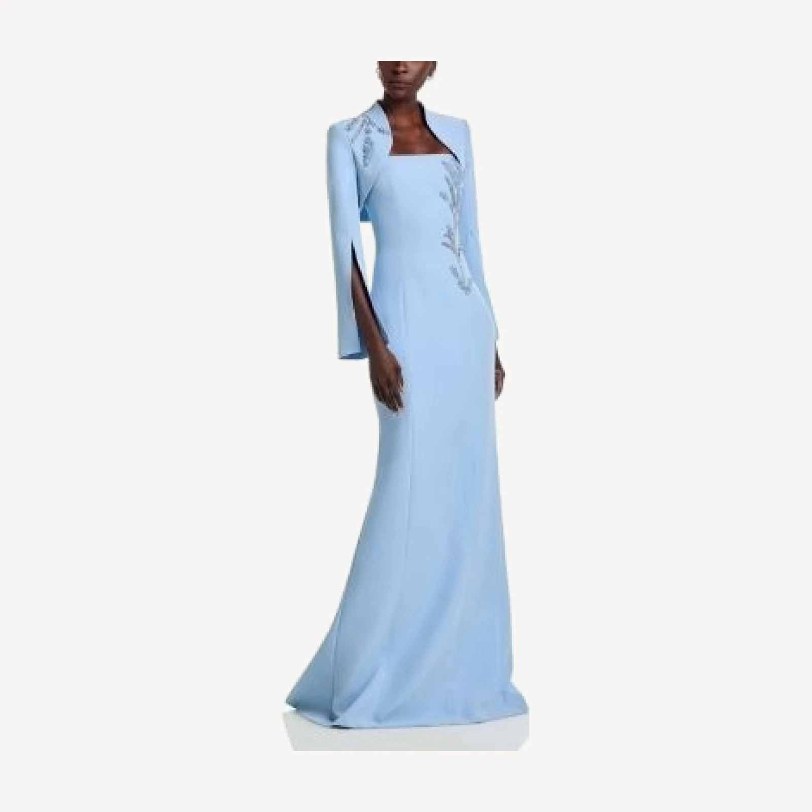 Teri Jon by Rickie Freeman Crepe Bead Trim Bolero & Strapless Gown