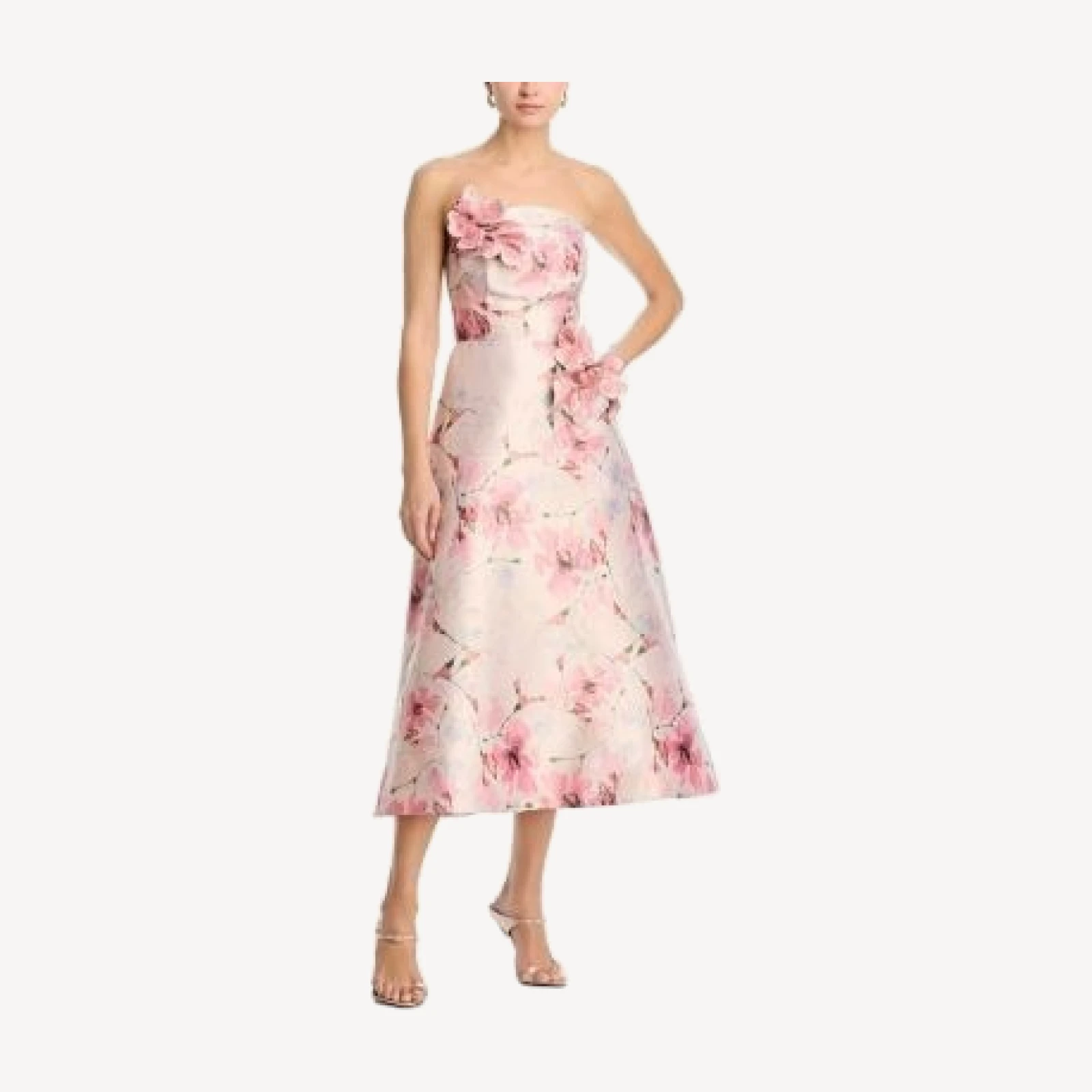 Teri Jon by Rickie Freeman Strapless Gazar 3D Floral Dress