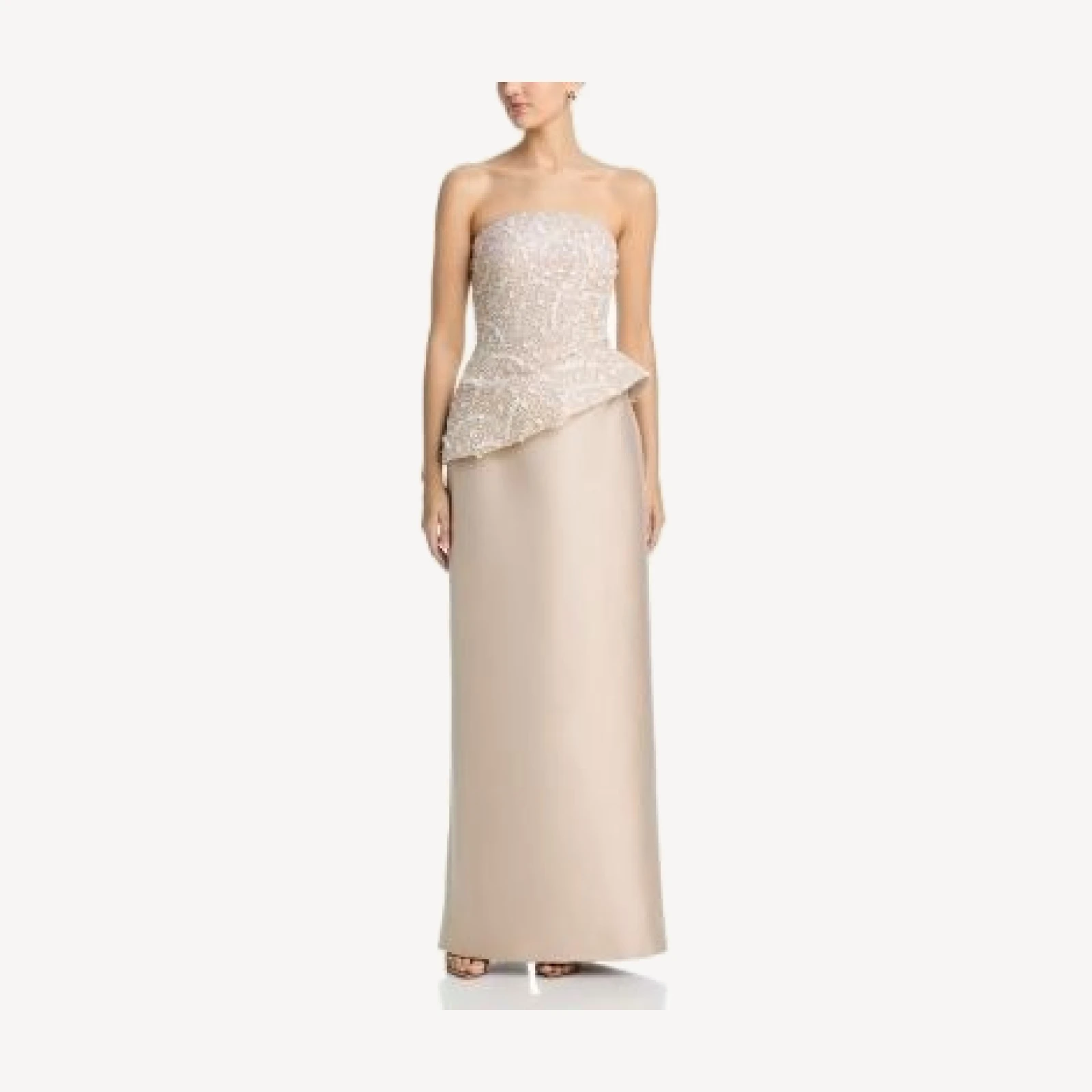 Teri Jon by Rickie Freeman Beaded Peplum Gown