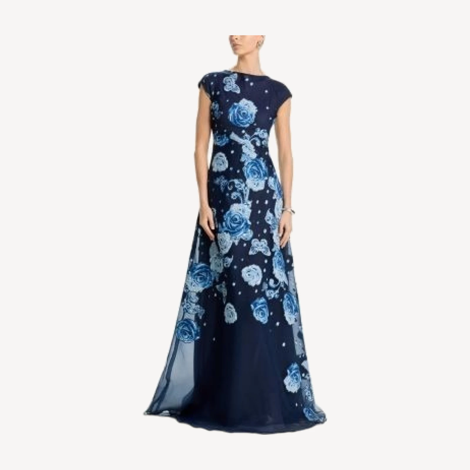 Teri Jon by Rickie Freeman Organza Jacquard Diagonal Seam Gown