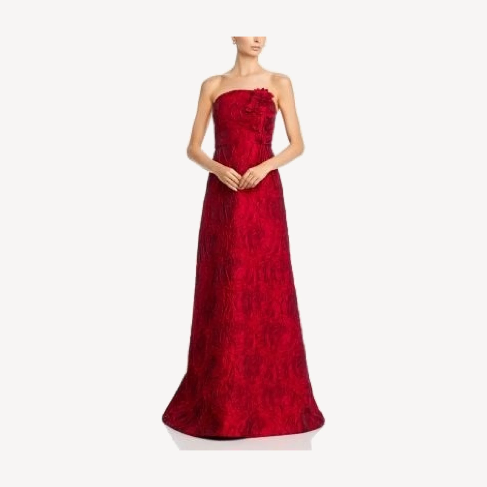 Teri Jon by Rickie Freeman Rose Jacquard Strapless Gown