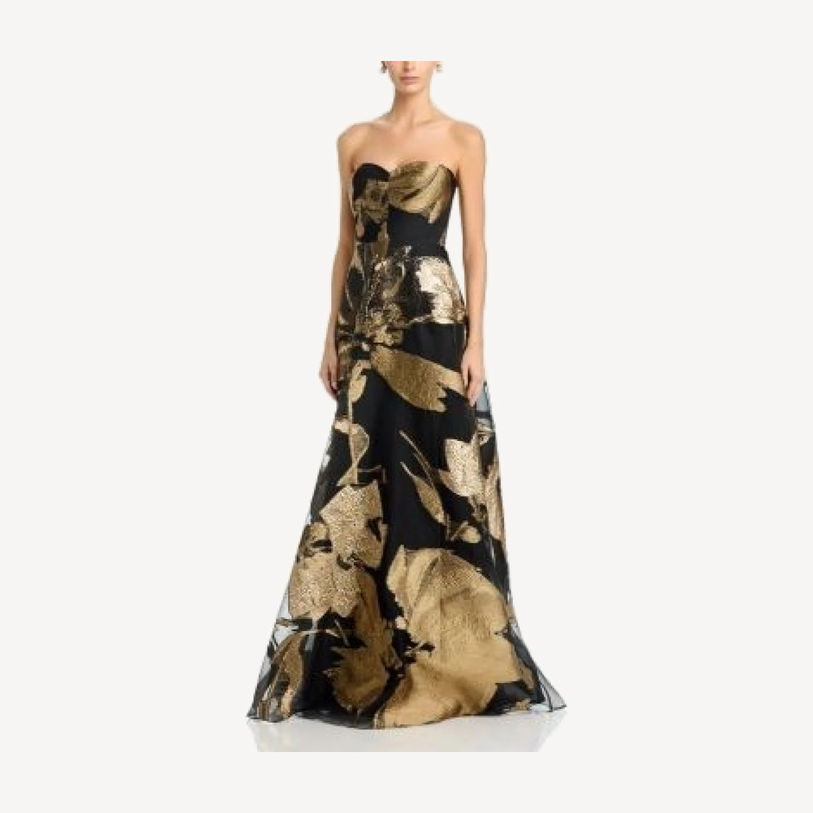 Teri Jon by Rickie Freeman Organza Jacquard Strapless Gown