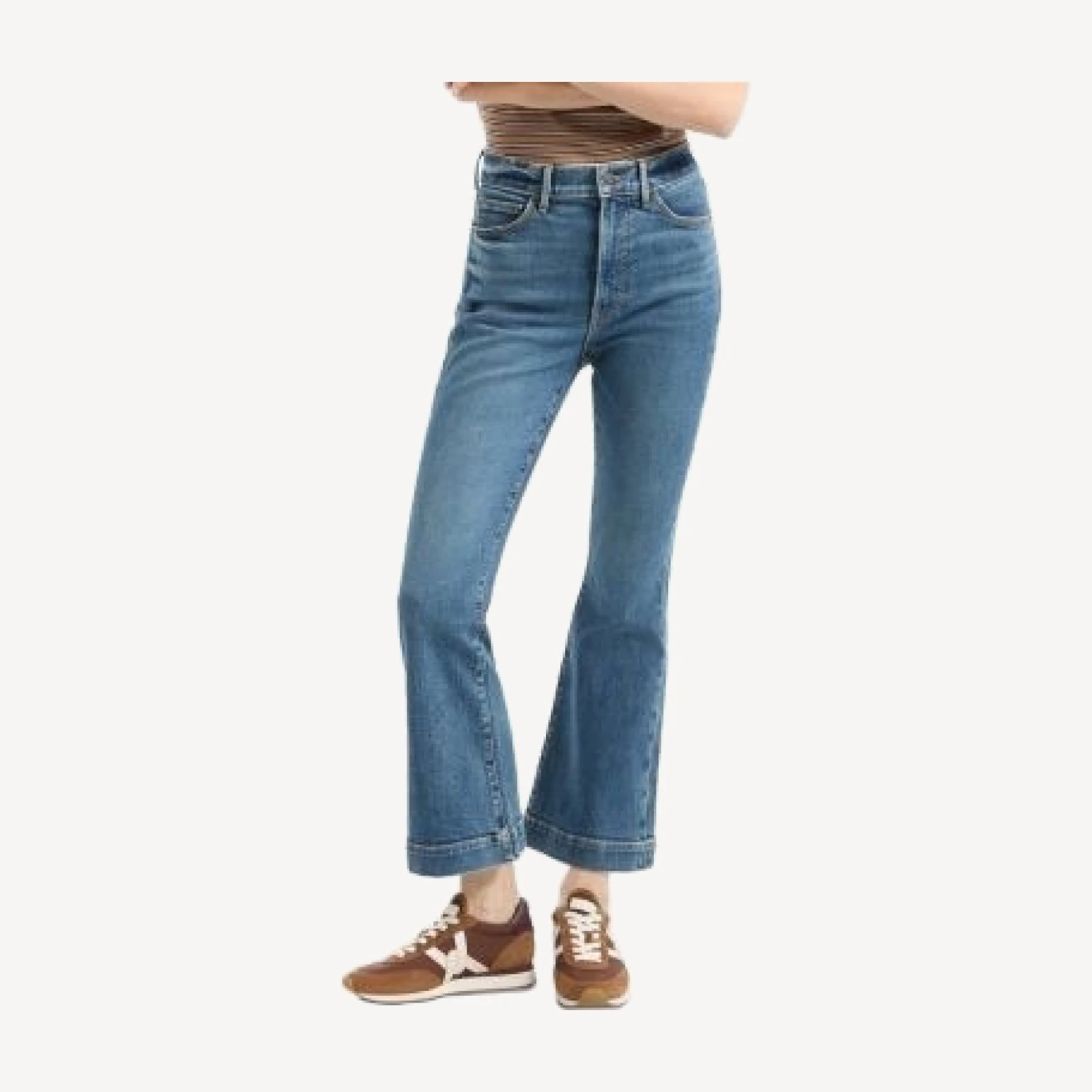 Veronica Beard Carson High Rise Ankle Flare Leg Jeans in Roadside Blue