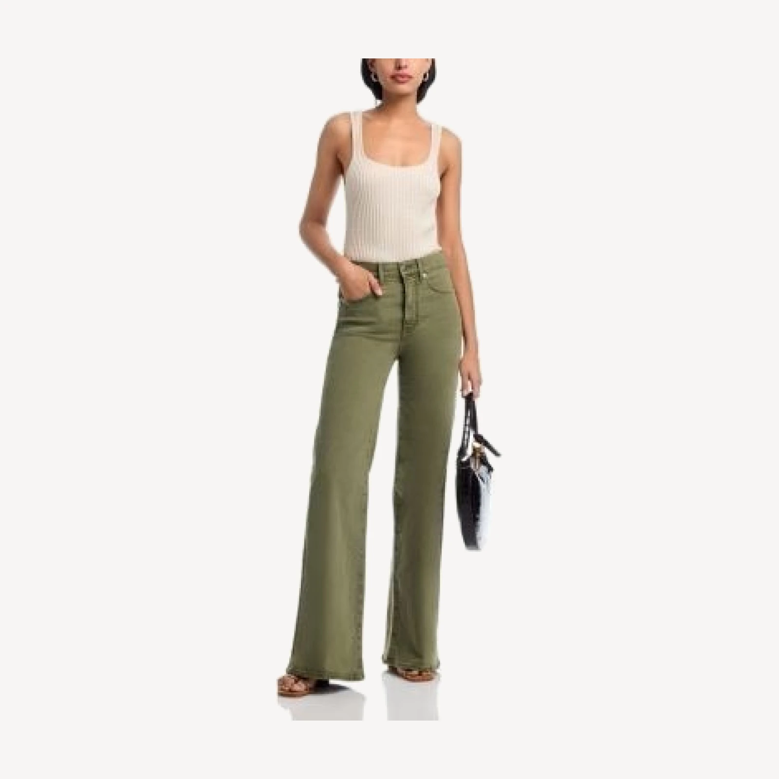 Veronica Beard Joplin High Rise Wide Flare Jeans in Army
