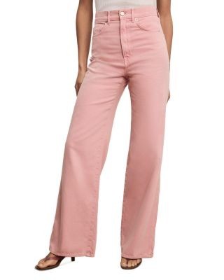Veronica Beard Taylor High Rise Wide Leg Jeans in Petal