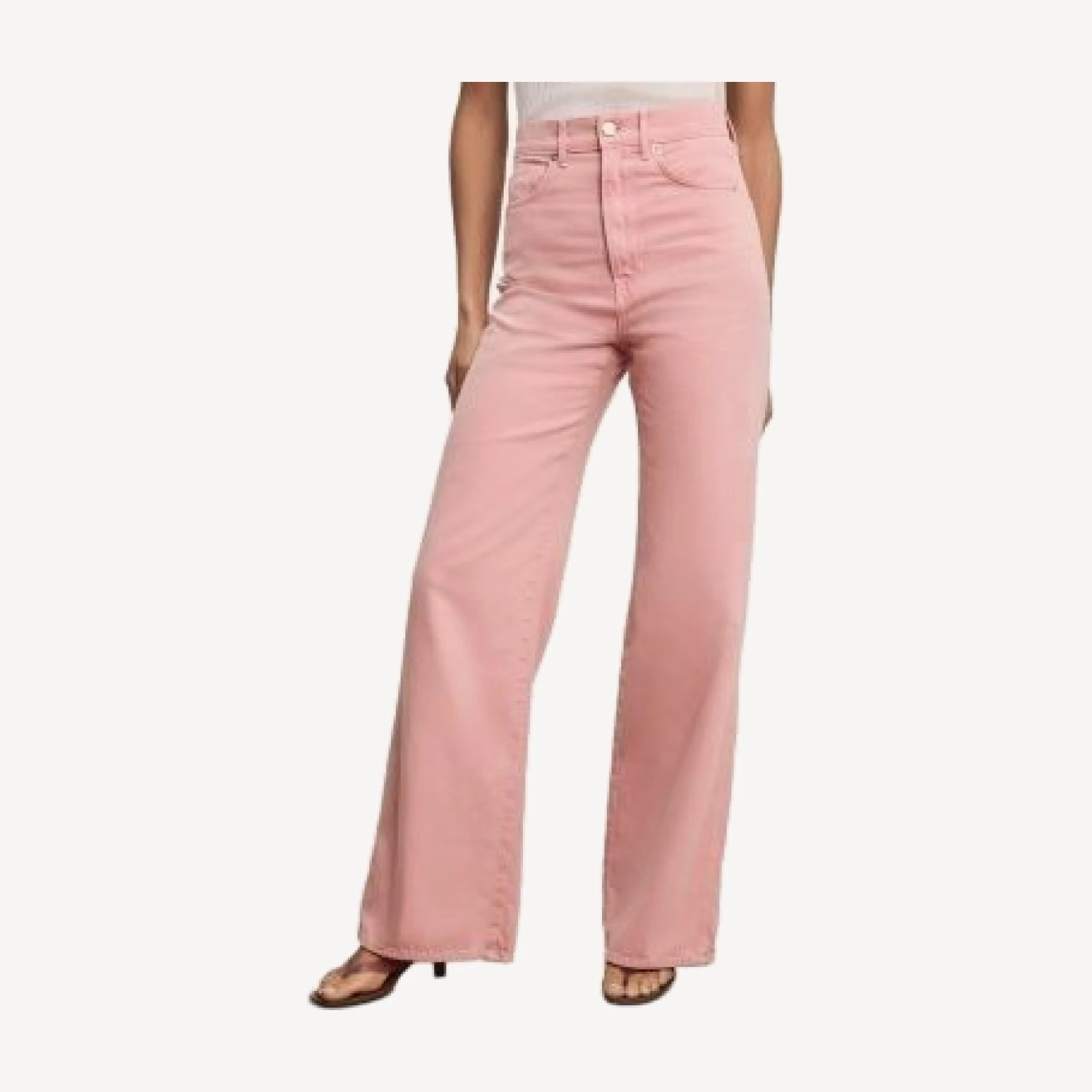 Veronica Beard Taylor High Rise Wide Leg Jeans in Petal