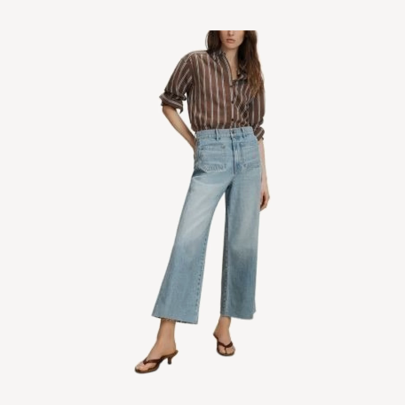 Veronica Beard Taylor High Rise Cropped Wide Leg Jeans in Big Splash