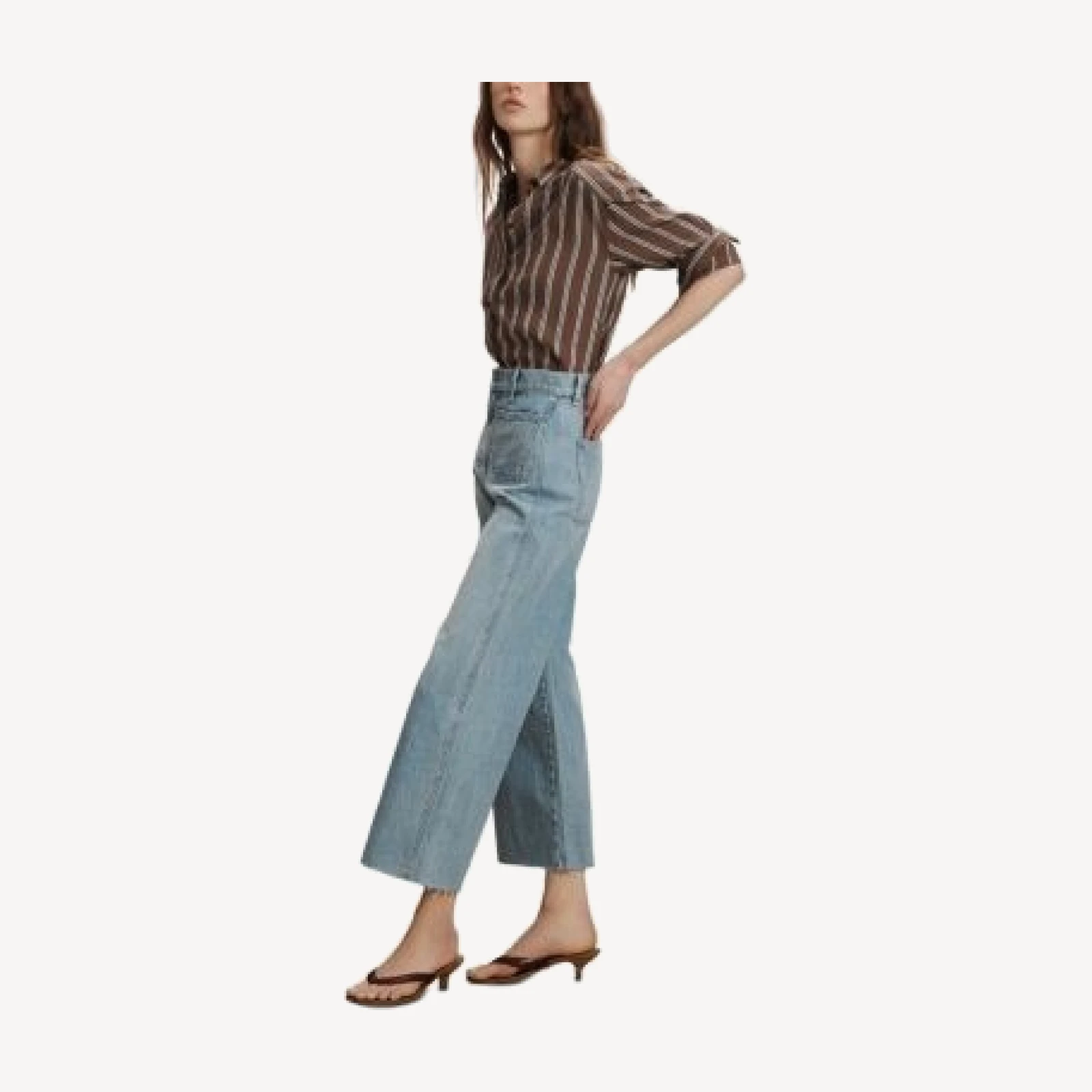 Veronica Beard Taylor High Rise Cropped Wide Leg Jeans in Big Splash