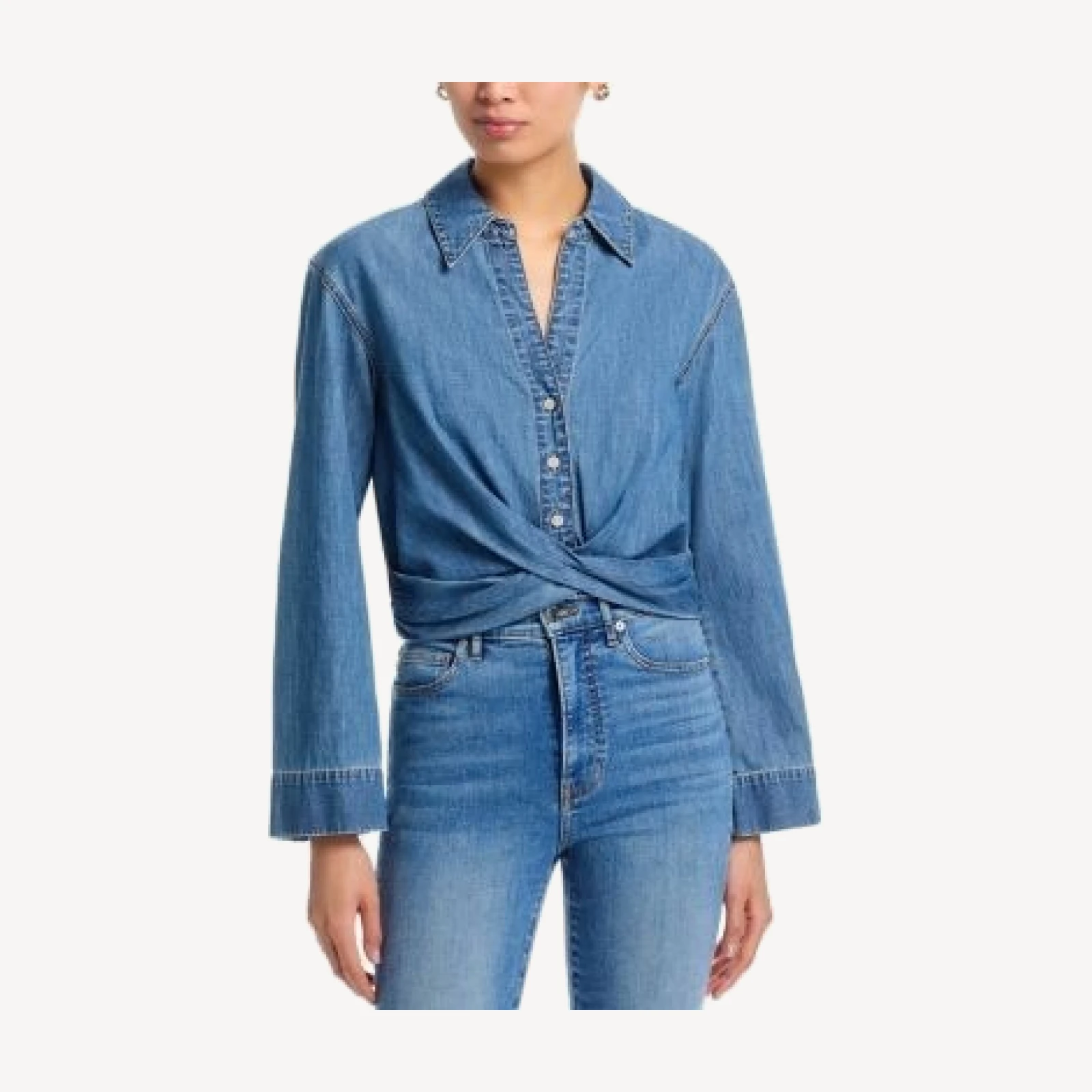 Veronica Beard Timothy Twist Hem Denim Shirt