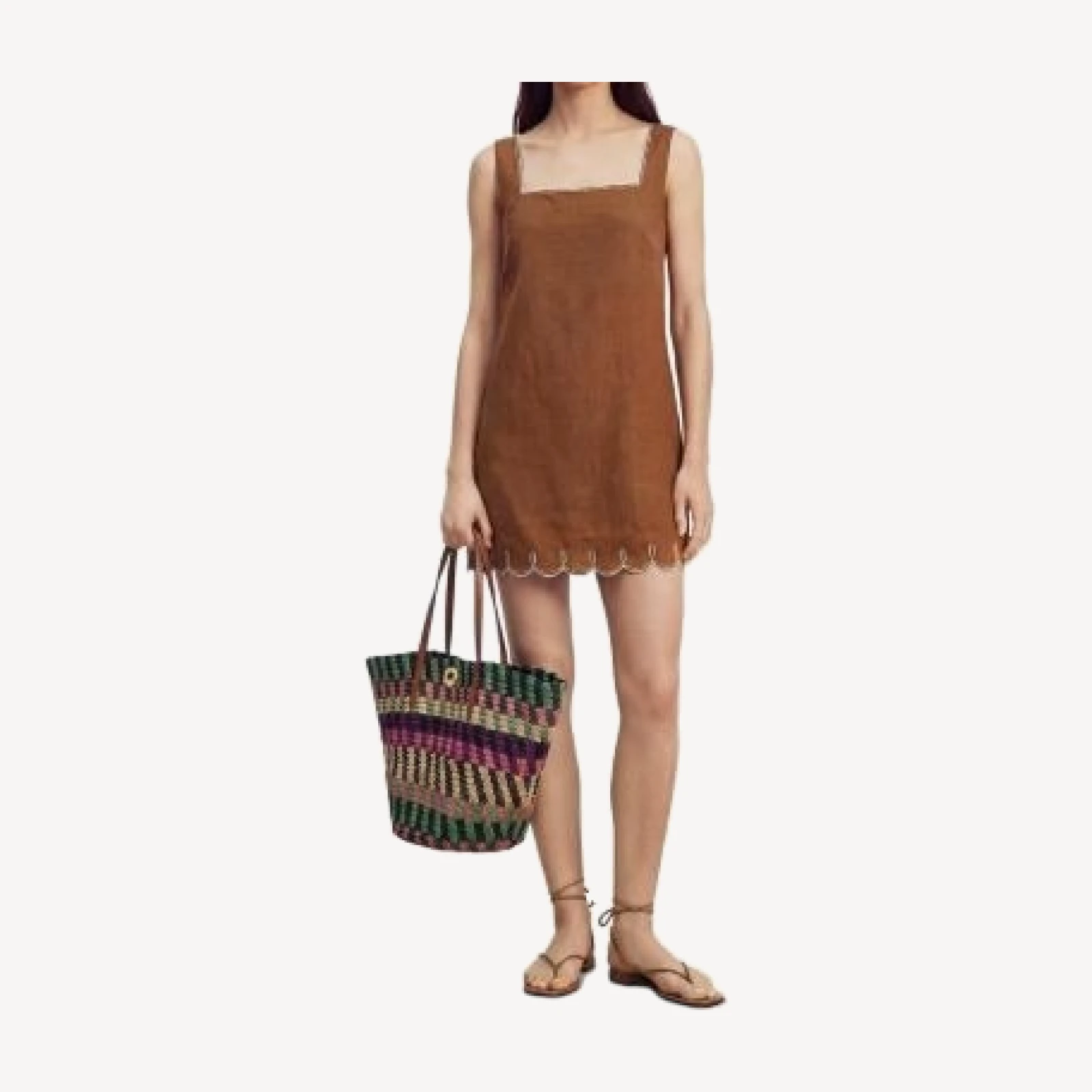 Veronica Beard Medium Striped Raffia Tote Bag