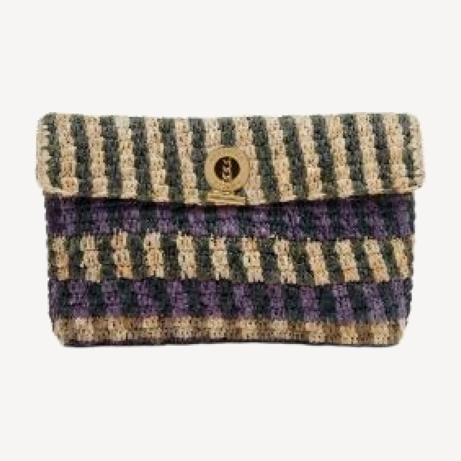 Veronica Beard Anchor Medium Striped Raffia Clutch