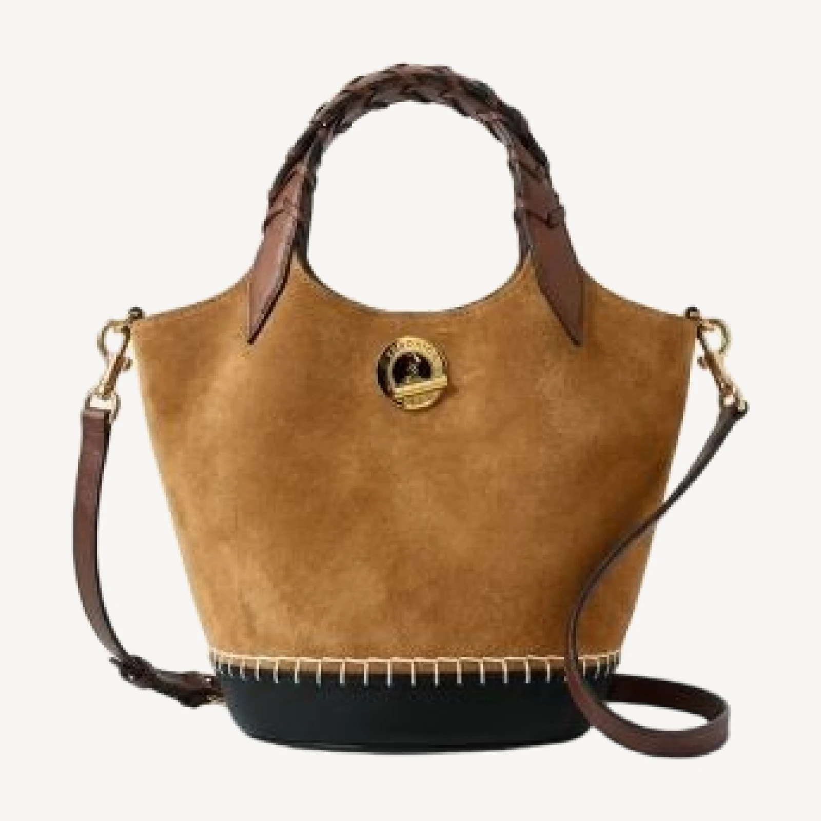 Veronica Beard Anchor Whipstitch Suede Crossbody Tote