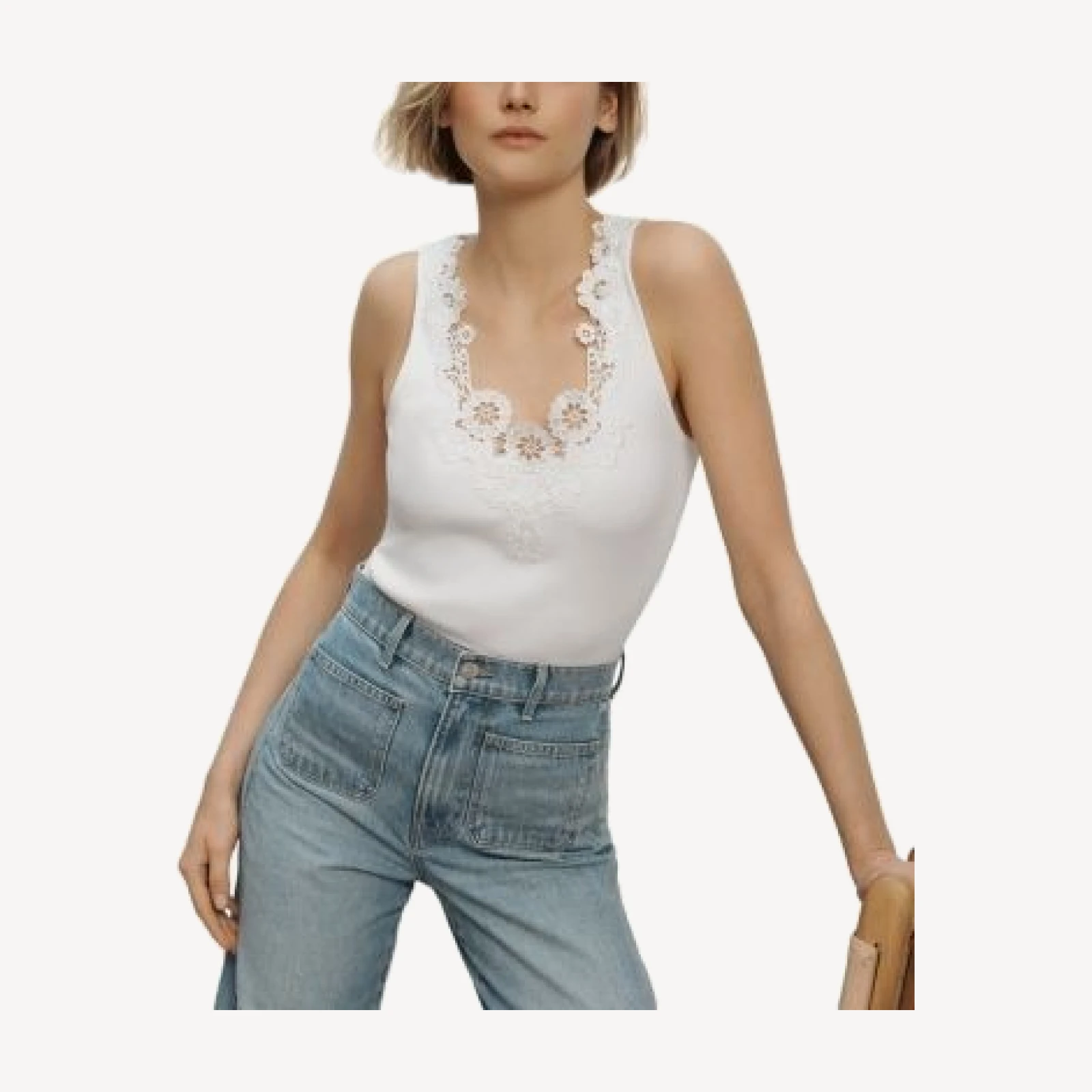 Veronica Beard Narcisa Lace Trim Tank Top