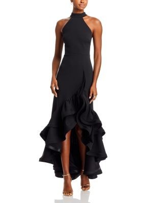 Aqua Racerback Ruffle Hem Gown - Exclusive