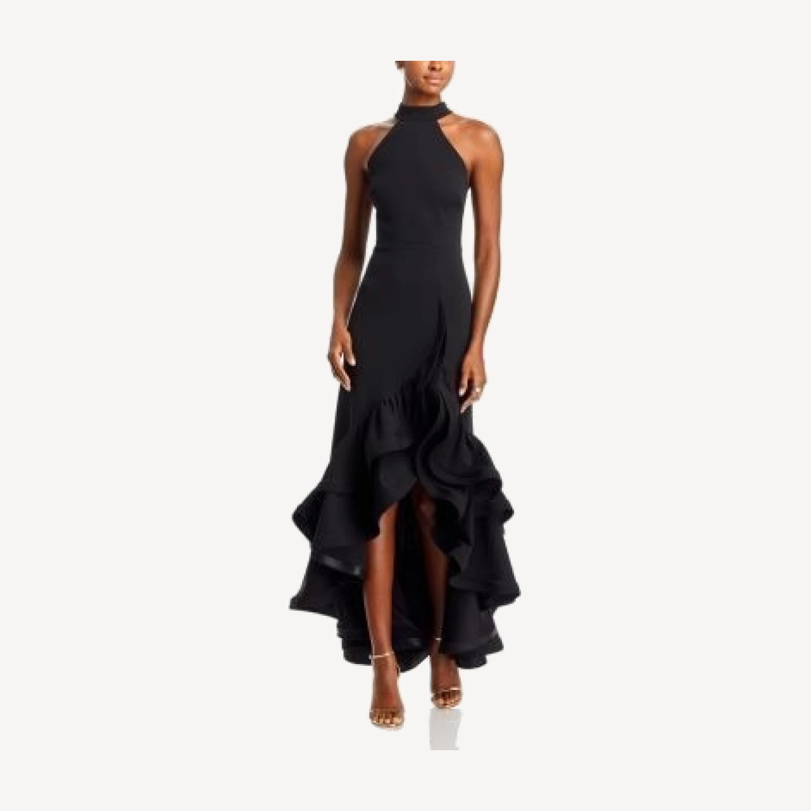 Aqua Racerback Ruffle Hem Gown - Exclusive