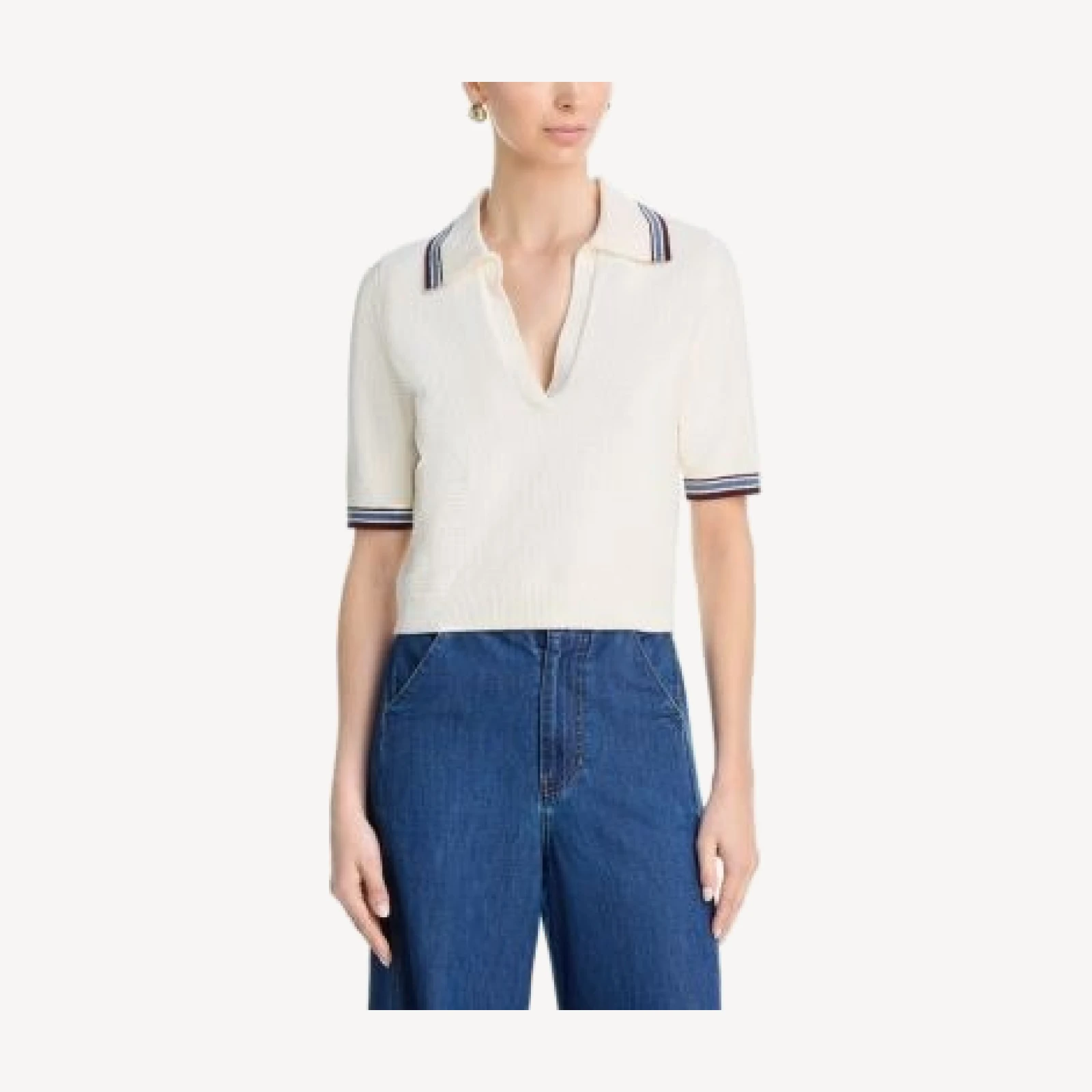Veronica Beard Quinelle Knit Polo Top