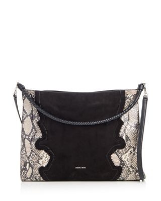 Veronica Beard Vida Suede & Snake Embossed Leather Shoulder Bag