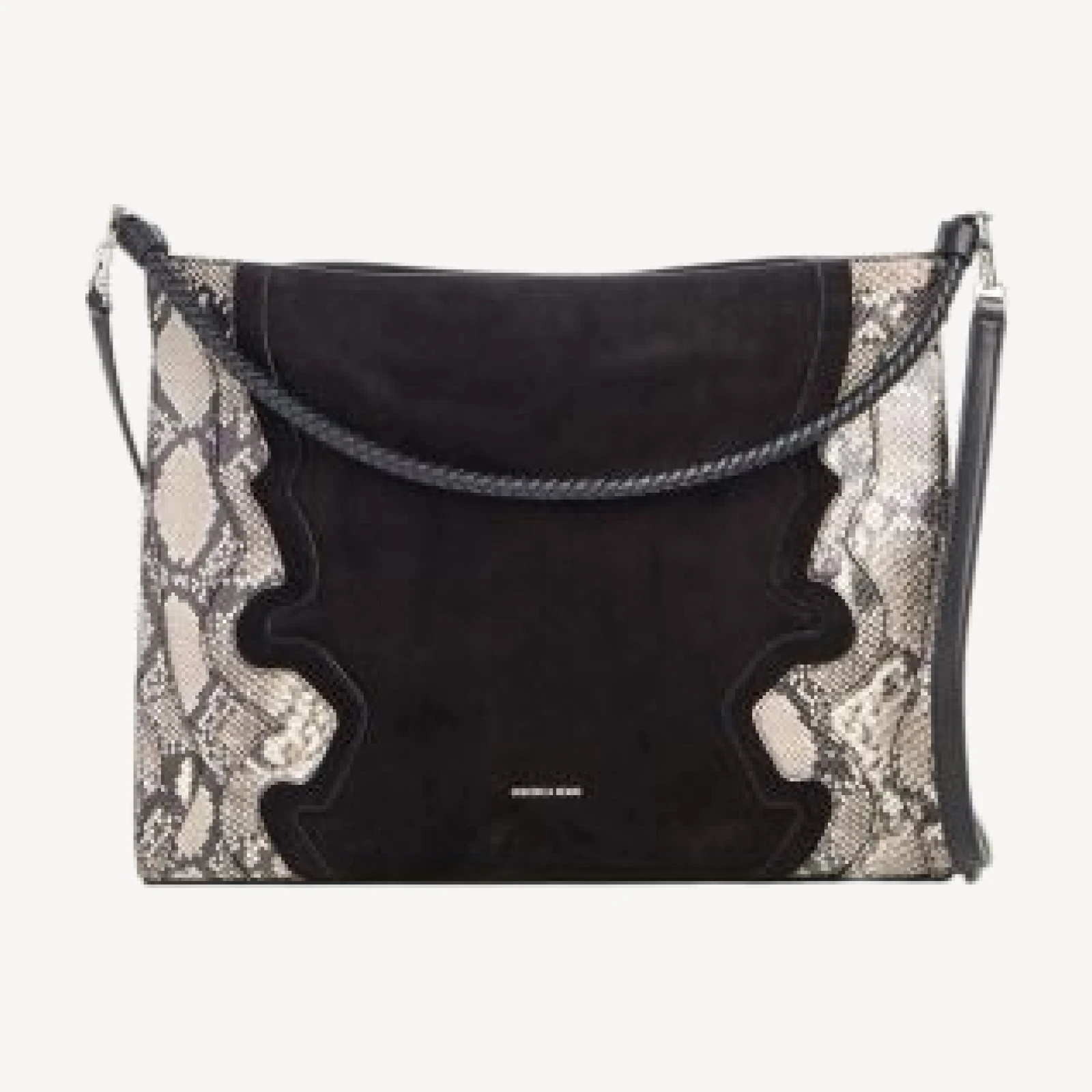 Veronica Beard Vida Suede & Snake Embossed Leather Shoulder Bag