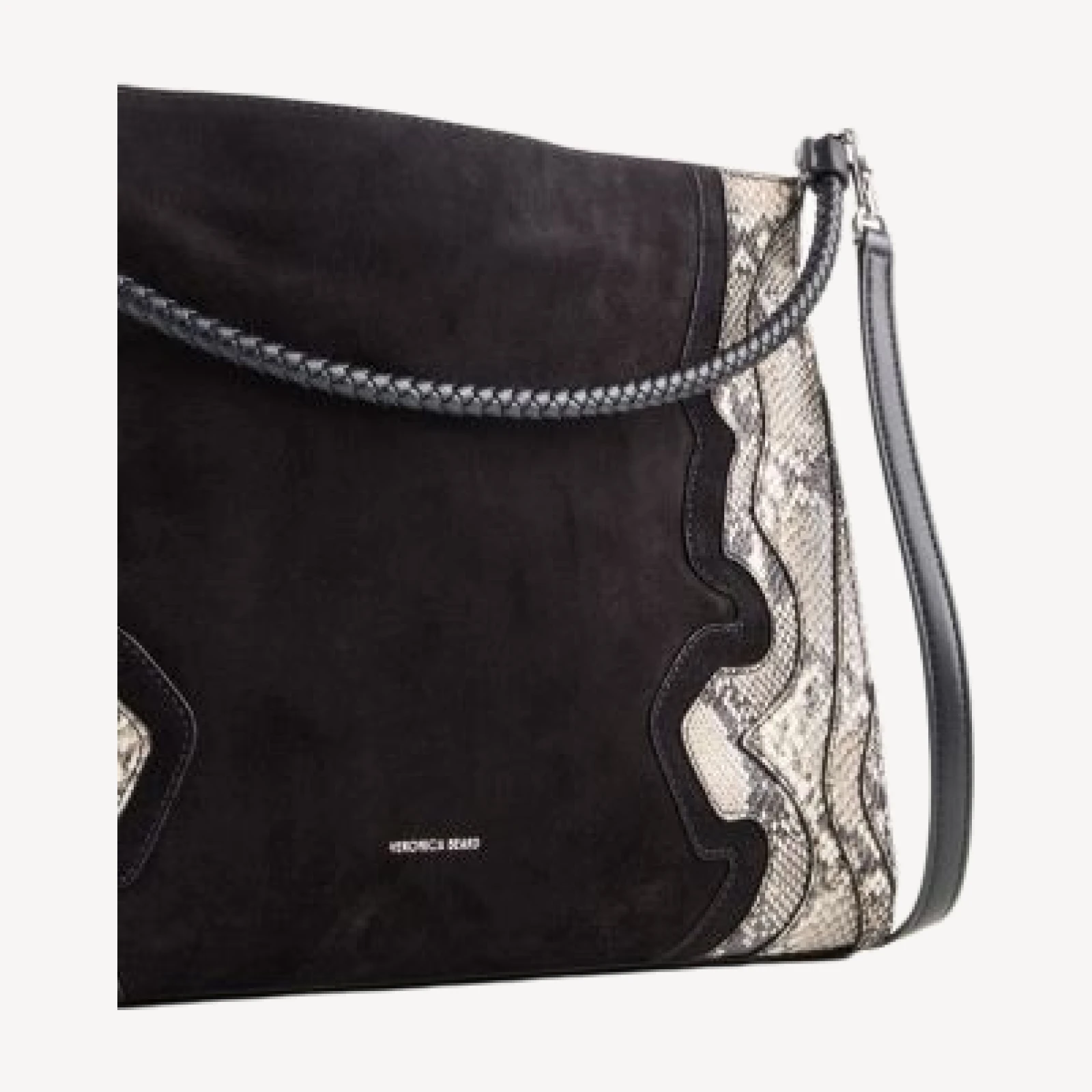 Veronica Beard Vida Suede & Snake Embossed Leather Shoulder Bag