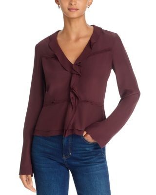 Veronica Beard Loralynn Ruffled Viscose Blouse