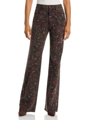 Veronica Beard Crosbie High Rise Wide Leg Jeans in Washed Claret Floral