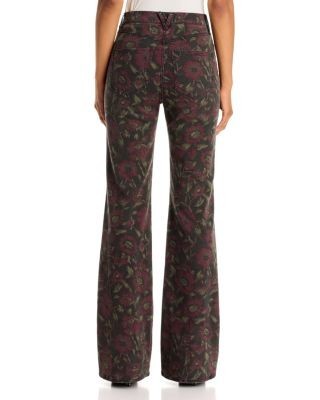 Veronica Beard Crosbie High Rise Wide Leg Jeans in Washed Claret Floral