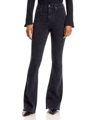 Veronica Beard Beverly High Rise Embroidered Flare Jeans in Washed Onyx
