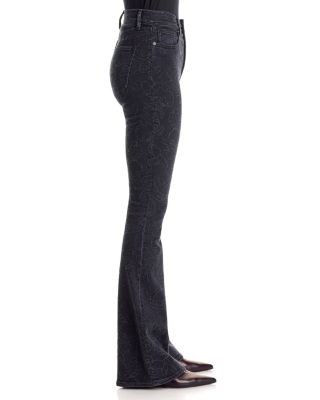 Veronica Beard Beverly High Rise Embroidered Flare Jeans in Washed Onyx