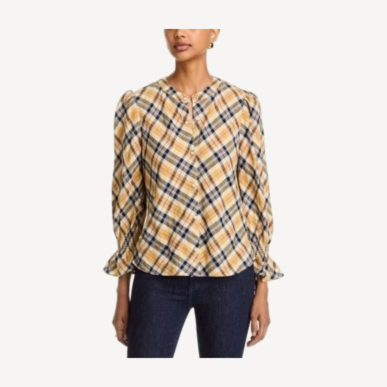 Veronica Beard Ashlynn Puffed Shoulder Blouse